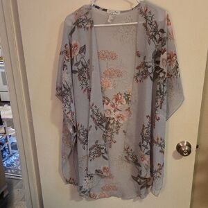 Emory Park Floral Sheer Kimomo Light Blue and Pink